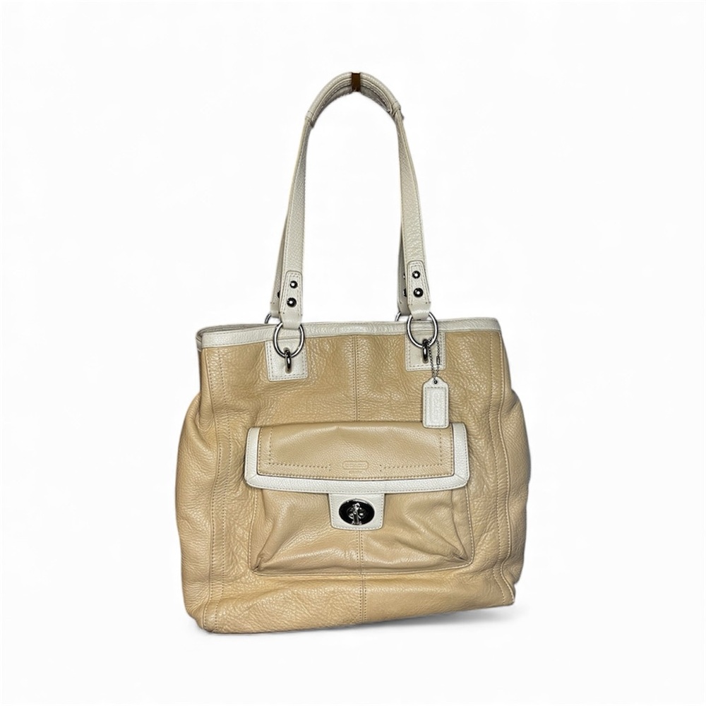 Coach Pebbled Penelope Tan Leather Carryall Shoulder Bag F19044